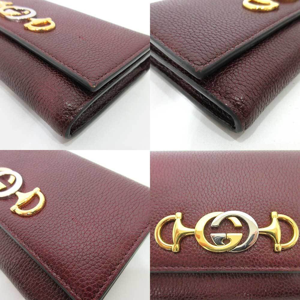 Gucci Zumi Continental Wallet Bordeaux Purple Reddish Brown Long Bi fold - Picture 3 of 5